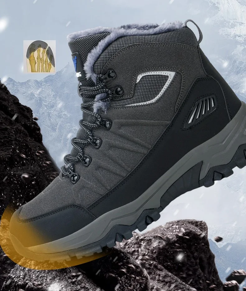 ⏰ 70% OFF Limited Time – Men's Warm Orthopedic Hiking Work Boots – Non-Slip All-Terrain Grip, Impact & Puncture Resistant, Wide Toe Arch Ankle Support, For Multiple Occasions